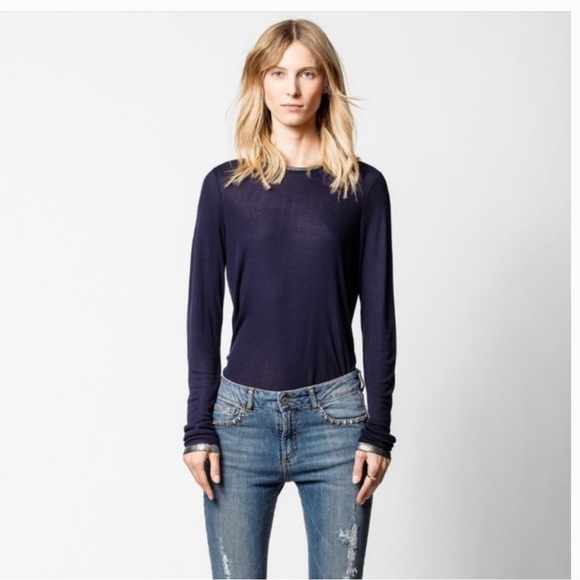 New Zadig & Voltaire Willy Metallic foil top, size S - Picture 3 of 8